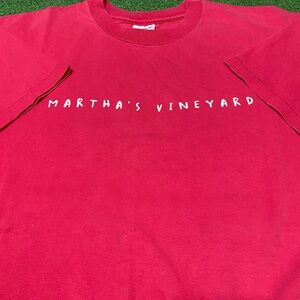 Vintage 90s Marthas Vineyard Single Stitch T-Shirt Large Hot Pink Wine Tour Tee